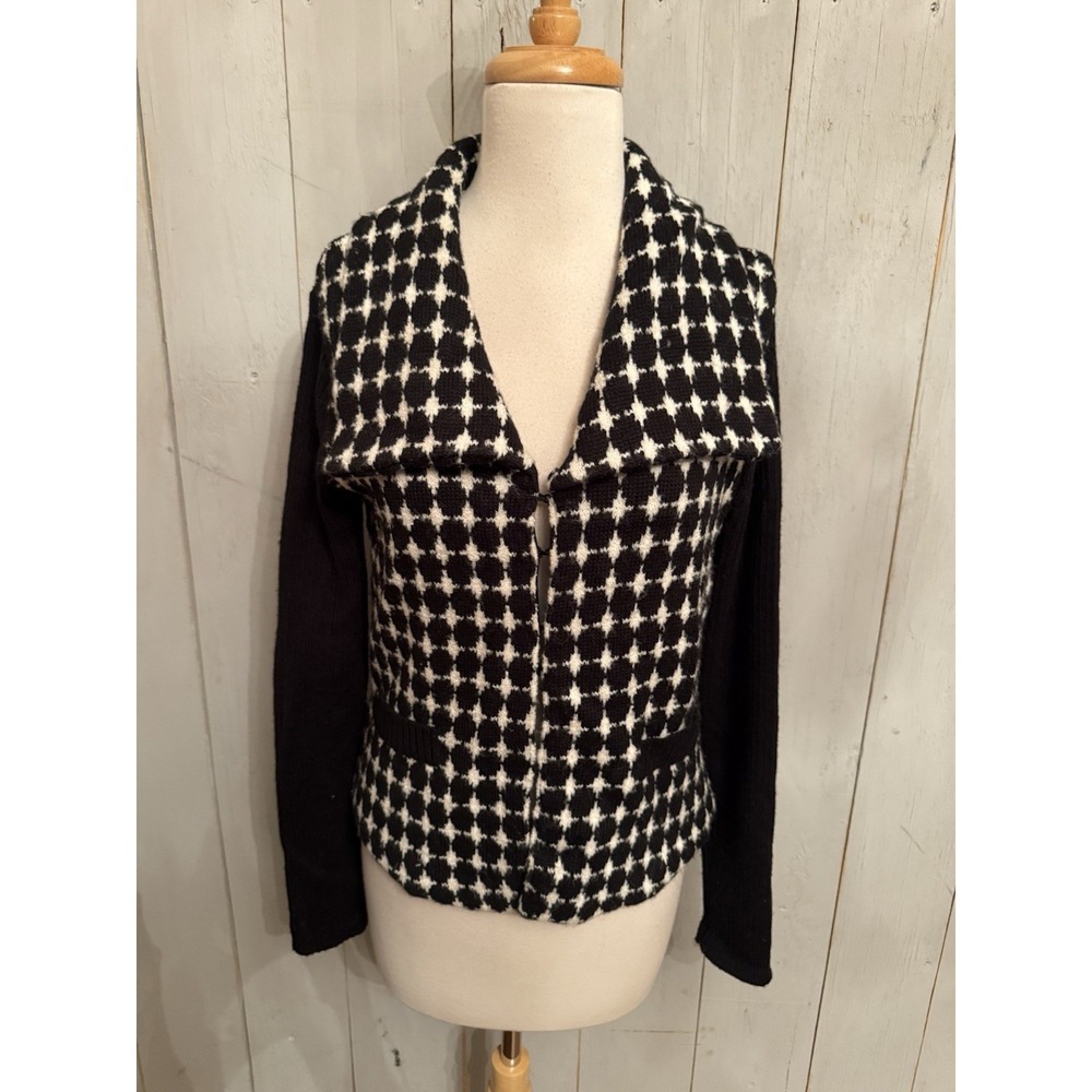 White House Black‎ Market Houndstooth Wool Blend Sweater Jacket M $225 H15